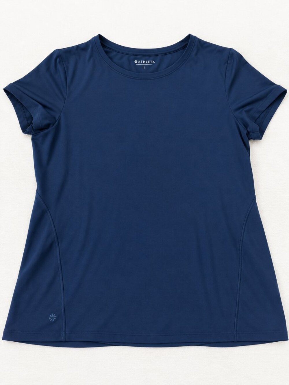 Athleta Navy Blue Short Sleeve Performance Athletic Tee Size L